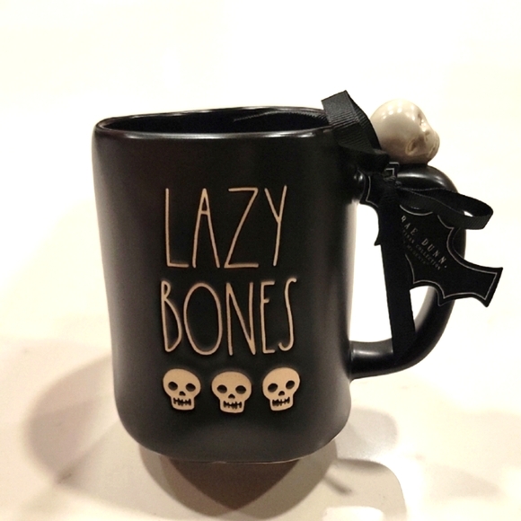 Rae Dunn Other - NWT Rae Dunn Lazy Bones Skull Mug Coffee Cup Halloween Skeleton Holiday
